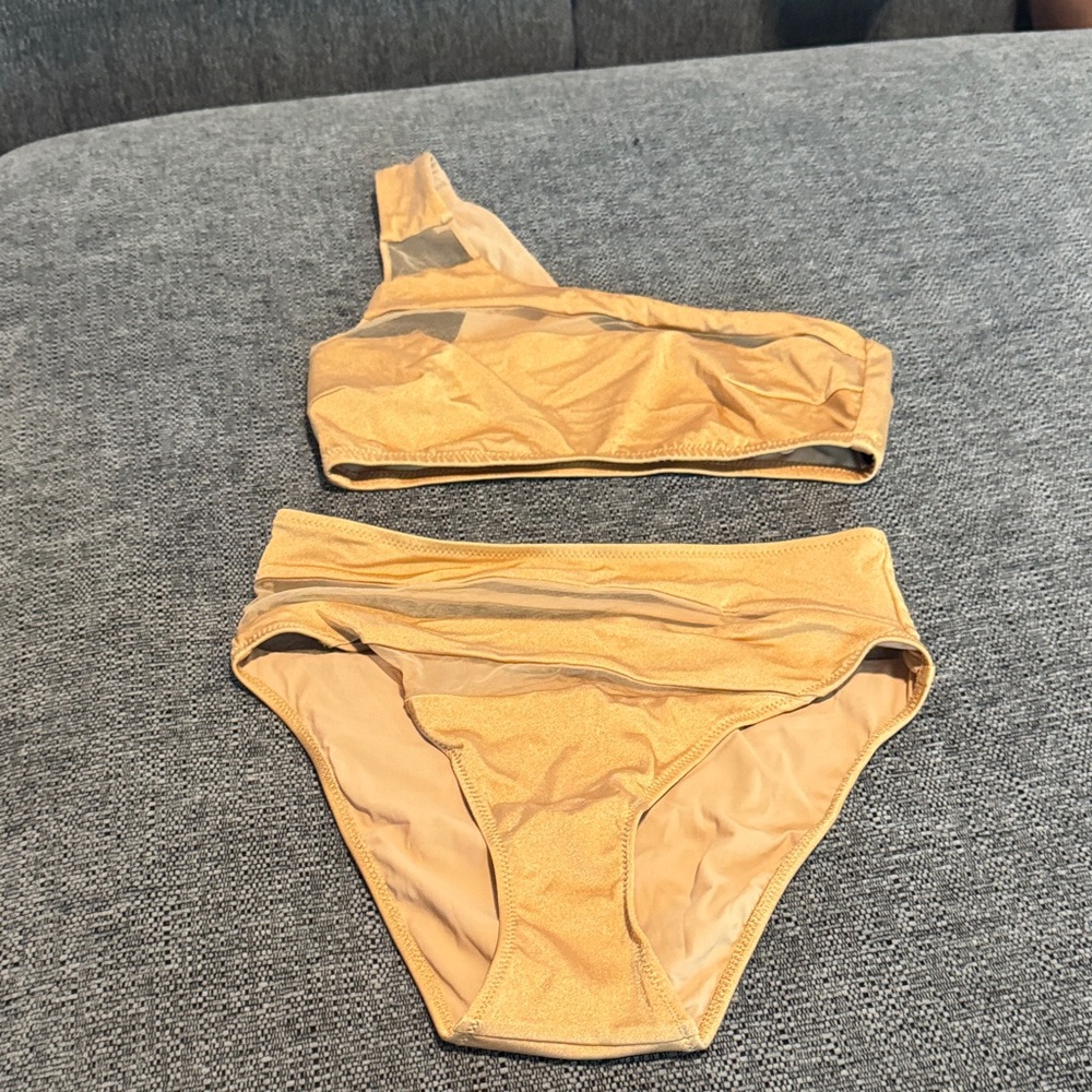 Yellow One-Shoulder high waisted Bikini Set